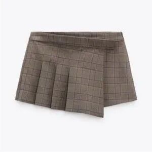 Zara Gray and Brown Asymmetrical Mini Skirt